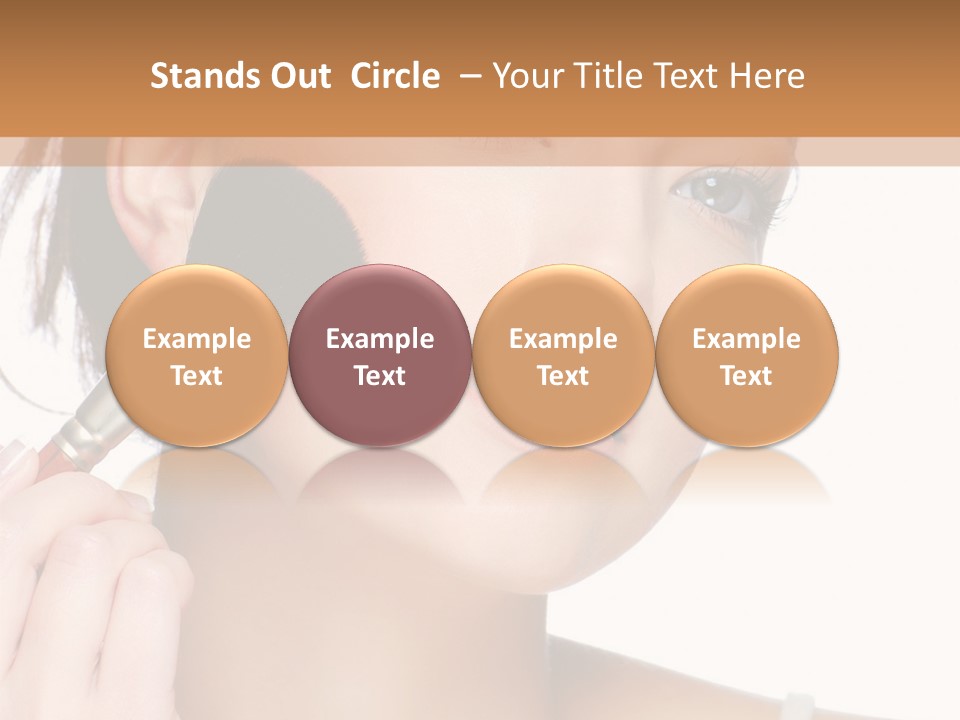 A Woman Holding A Makeup Brush In Front Of Her Face PowerPoint Template