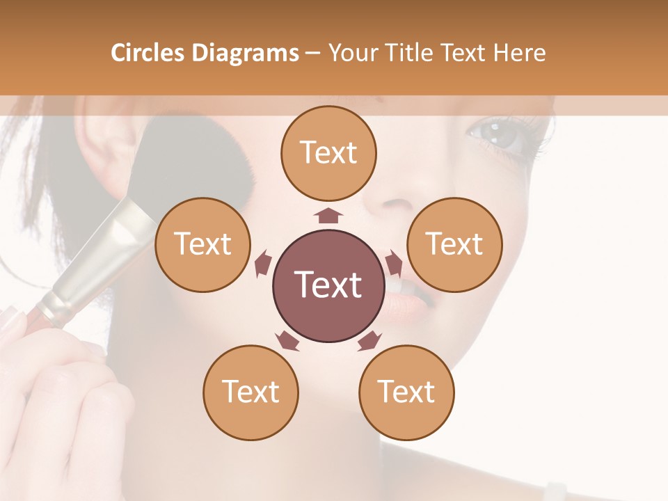 A Woman Holding A Makeup Brush In Front Of Her Face PowerPoint Template