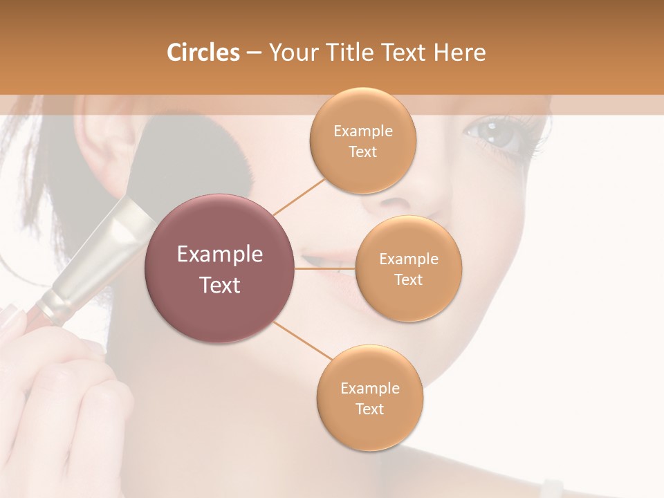A Woman Holding A Makeup Brush In Front Of Her Face PowerPoint Template