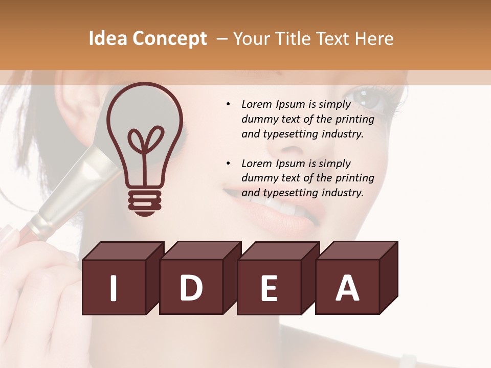 A Woman Holding A Makeup Brush In Front Of Her Face PowerPoint Template