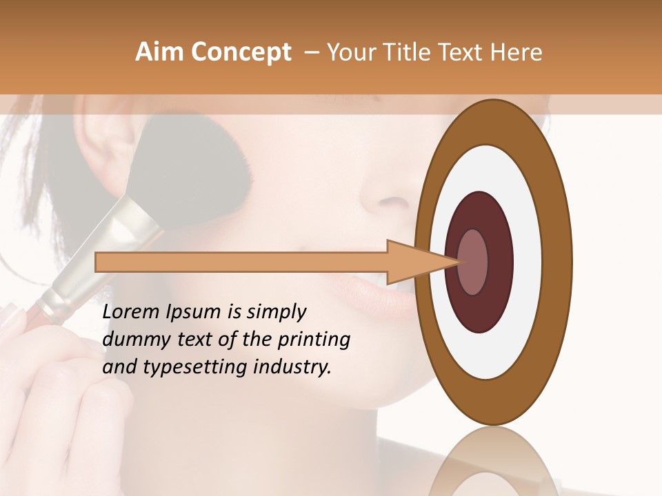 A Woman Holding A Makeup Brush In Front Of Her Face PowerPoint Template