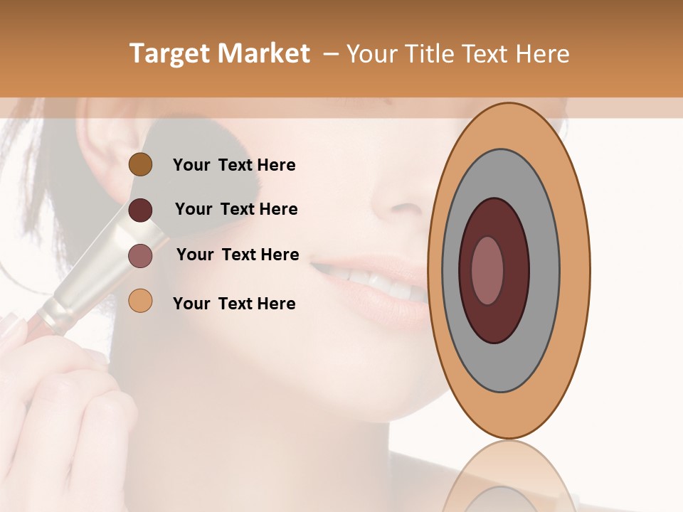 A Woman Holding A Makeup Brush In Front Of Her Face PowerPoint Template
