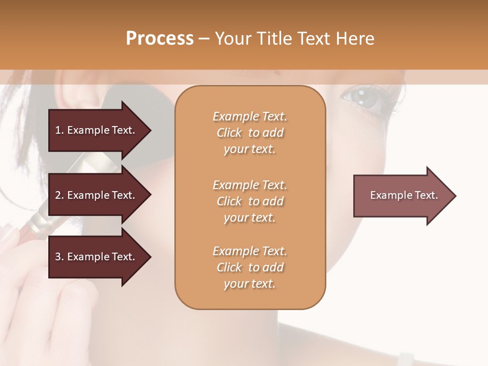 A Woman Holding A Makeup Brush In Front Of Her Face PowerPoint Template