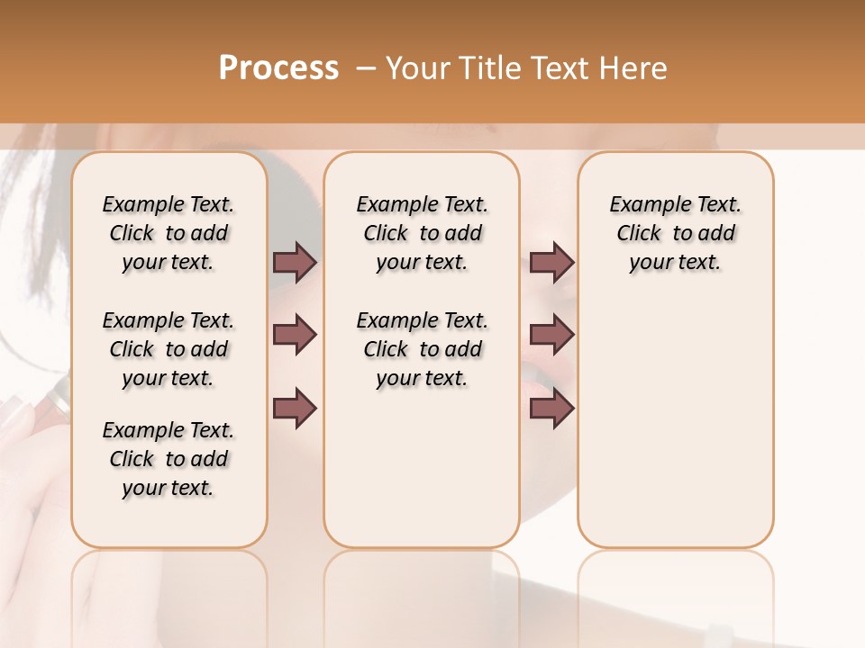A Woman Holding A Makeup Brush In Front Of Her Face PowerPoint Template