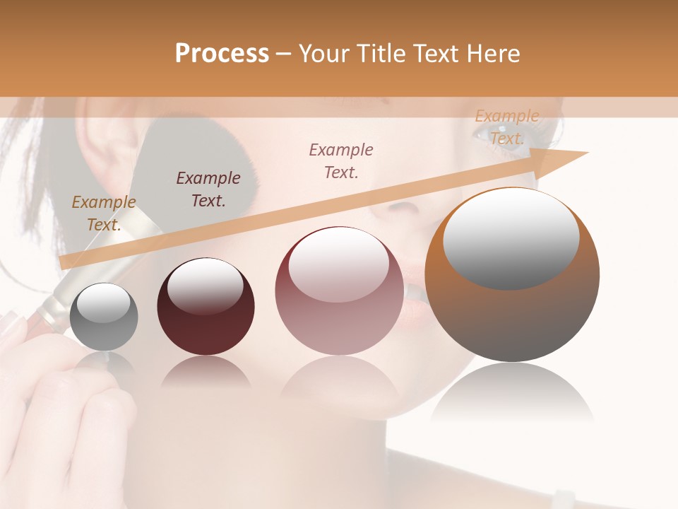 A Woman Holding A Makeup Brush In Front Of Her Face PowerPoint Template