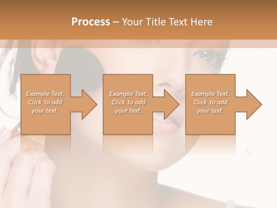 A Woman Holding A Makeup Brush In Front Of Her Face PowerPoint Template