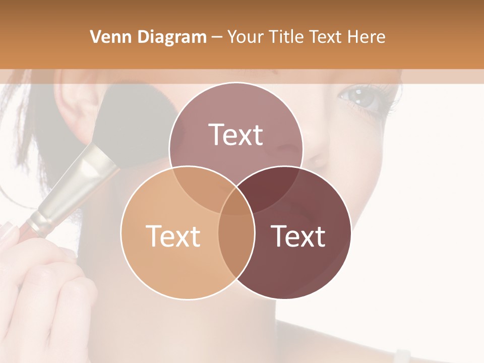 A Woman Holding A Makeup Brush In Front Of Her Face PowerPoint Template