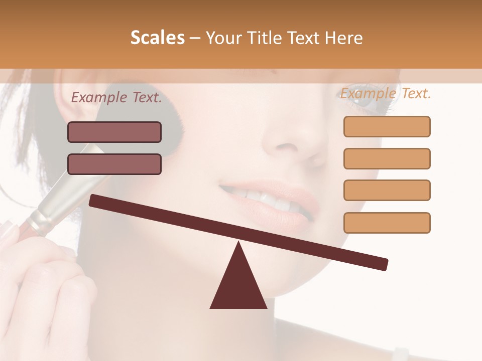 A Woman Holding A Makeup Brush In Front Of Her Face PowerPoint Template