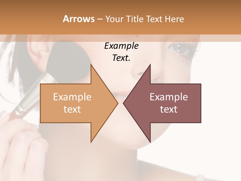 A Woman Holding A Makeup Brush In Front Of Her Face PowerPoint Template