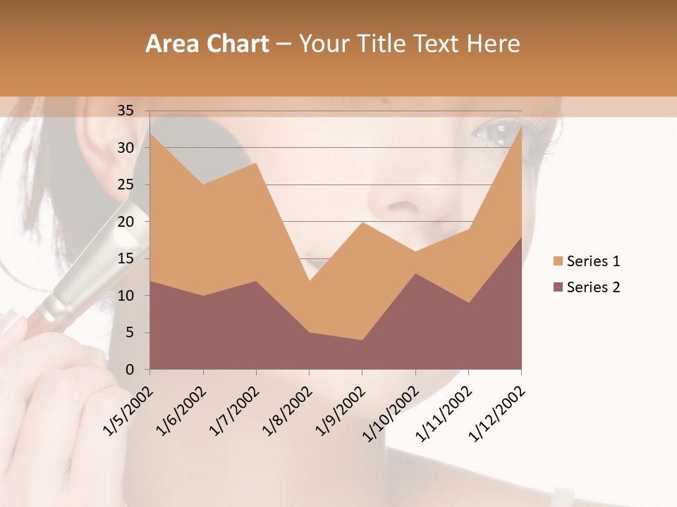 A Woman Holding A Makeup Brush In Front Of Her Face PowerPoint Template