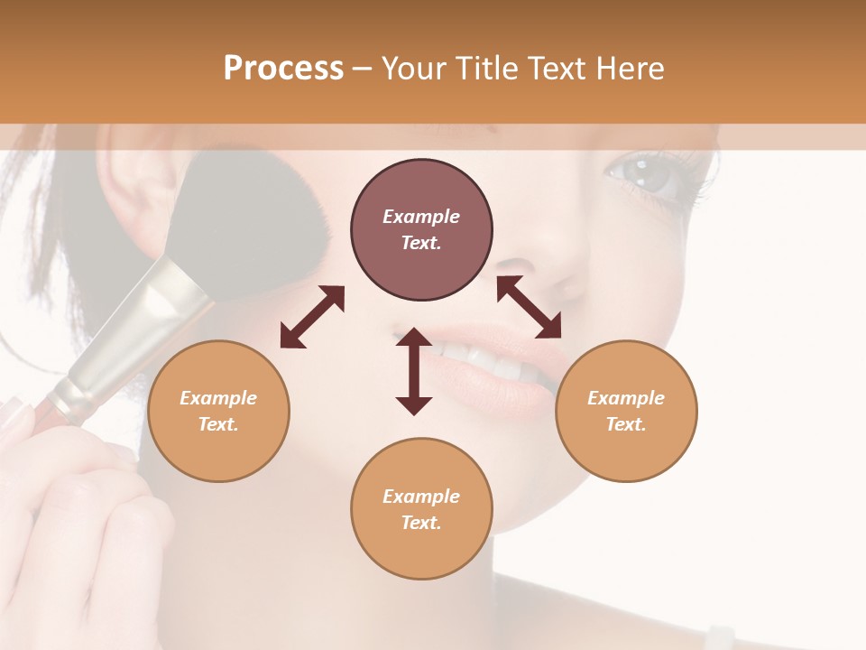 A Woman Holding A Makeup Brush In Front Of Her Face PowerPoint Template