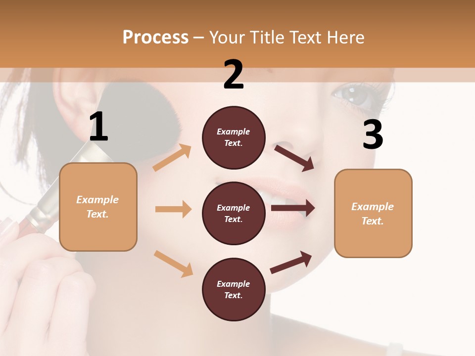 A Woman Holding A Makeup Brush In Front Of Her Face PowerPoint Template