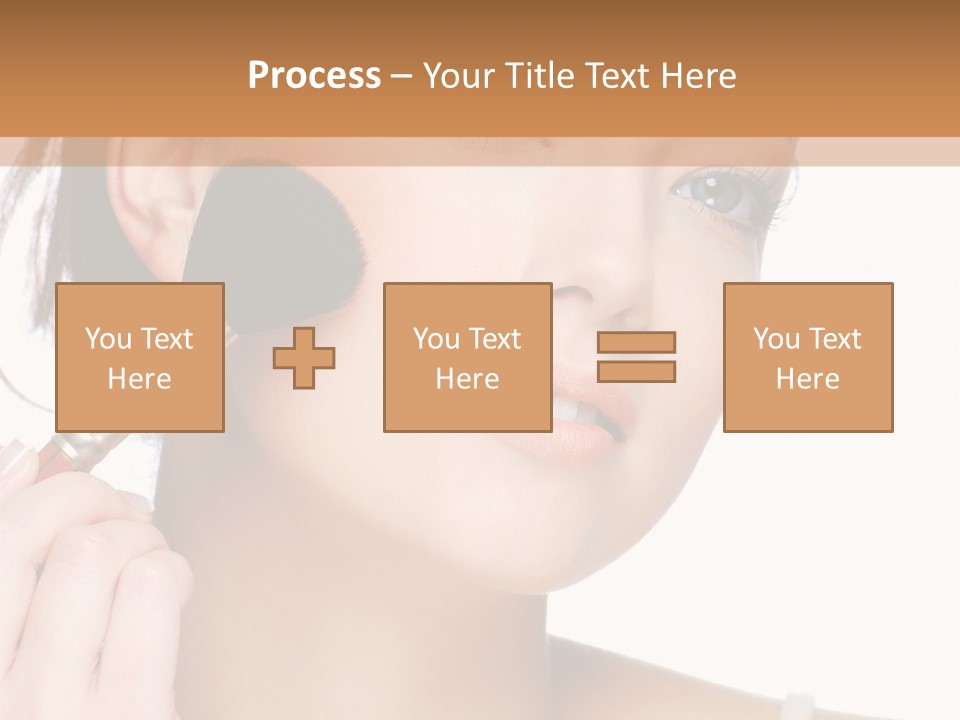 A Woman Holding A Makeup Brush In Front Of Her Face PowerPoint Template