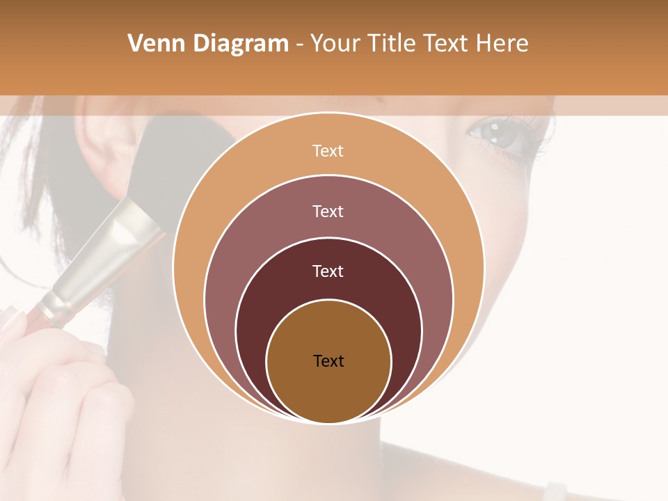 A Woman Holding A Makeup Brush In Front Of Her Face PowerPoint Template
