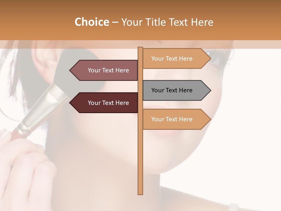 A Woman Holding A Makeup Brush In Front Of Her Face PowerPoint Template