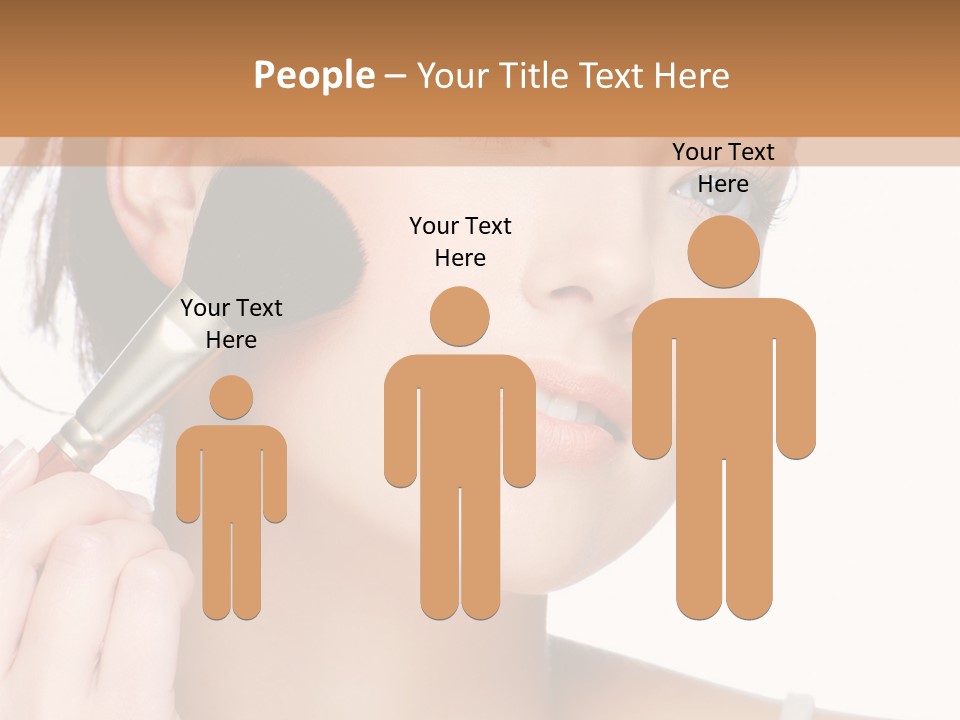 A Woman Holding A Makeup Brush In Front Of Her Face PowerPoint Template