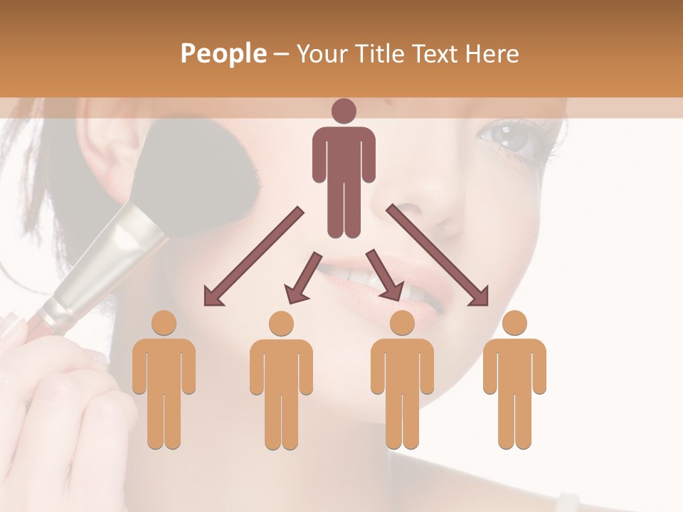A Woman Holding A Makeup Brush In Front Of Her Face PowerPoint Template
