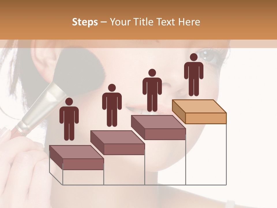 A Woman Holding A Makeup Brush In Front Of Her Face PowerPoint Template