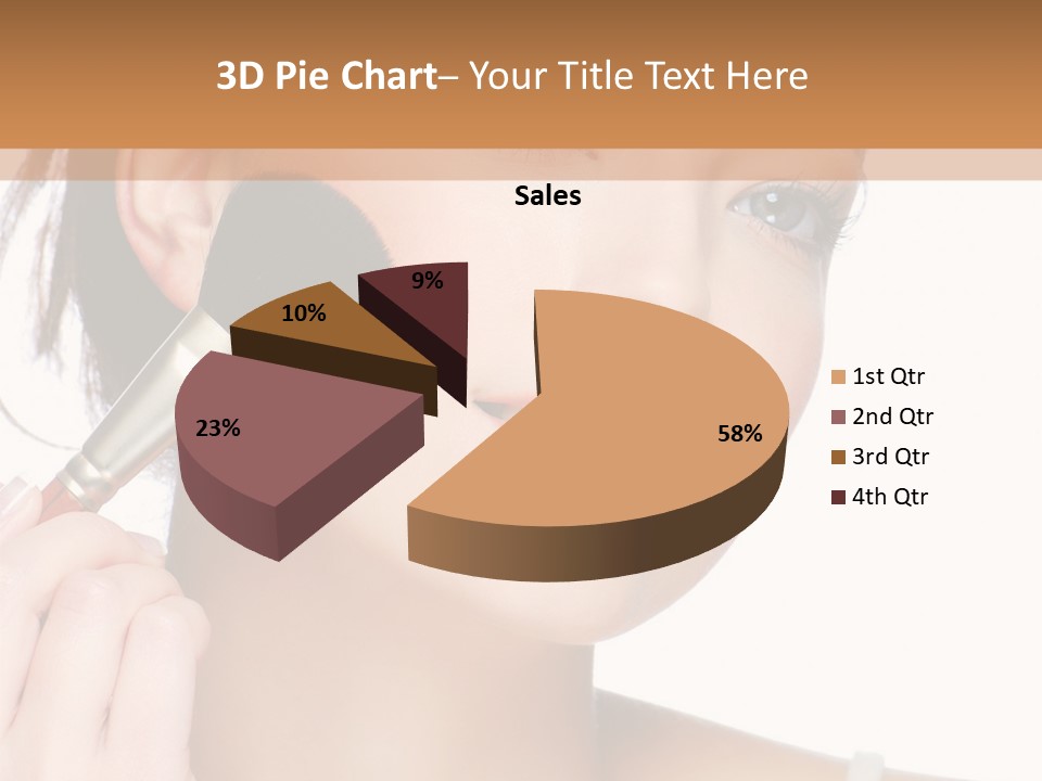 A Woman Holding A Makeup Brush In Front Of Her Face PowerPoint Template