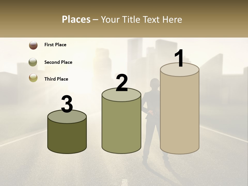 A Person Standing On A Road With A Briefcase PowerPoint Template