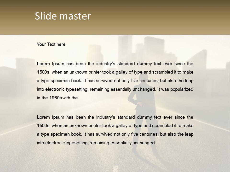 A Person Standing On A Road With A Briefcase PowerPoint Template