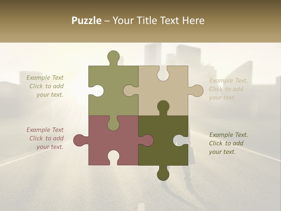 A Person Standing On A Road With A Briefcase PowerPoint Template