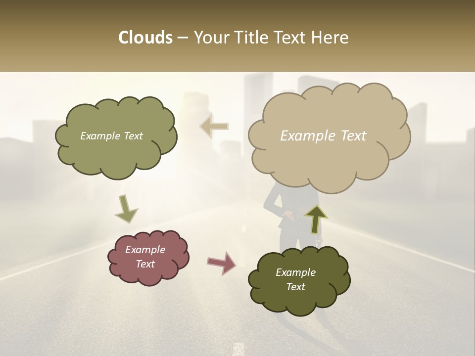 A Person Standing On A Road With A Briefcase PowerPoint Template