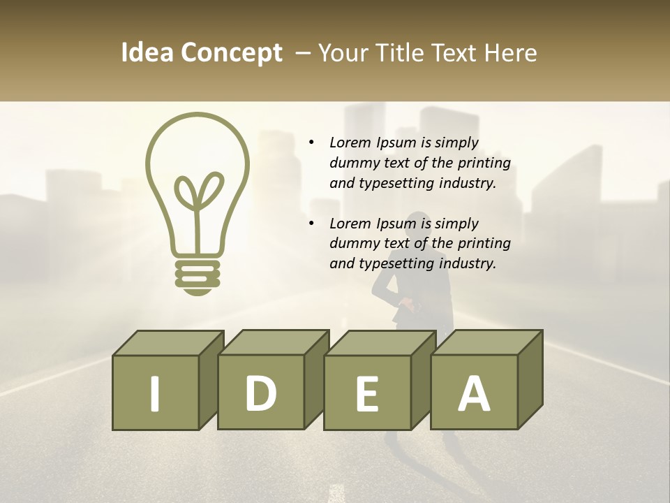 A Person Standing On A Road With A Briefcase PowerPoint Template