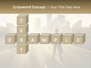 A Person Standing On A Road With A Briefcase PowerPoint Template