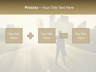A Person Standing On A Road With A Briefcase PowerPoint Template