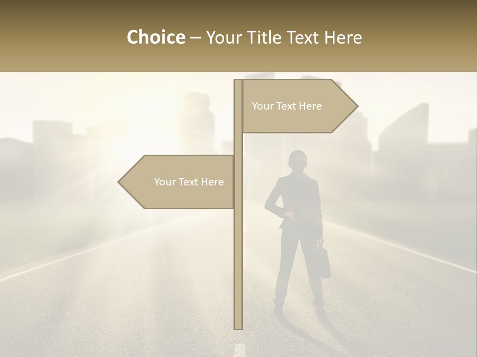A Person Standing On A Road With A Briefcase PowerPoint Template