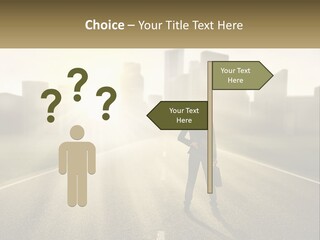 A Person Standing On A Road With A Briefcase PowerPoint Template