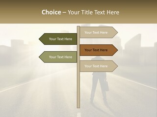 A Person Standing On A Road With A Briefcase PowerPoint Template