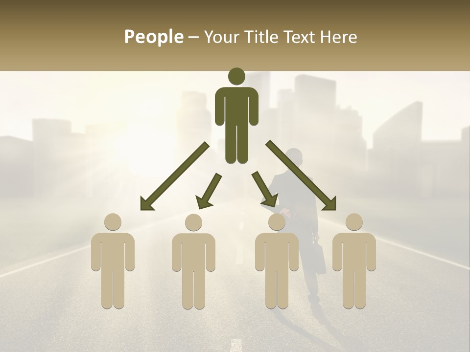 A Person Standing On A Road With A Briefcase PowerPoint Template