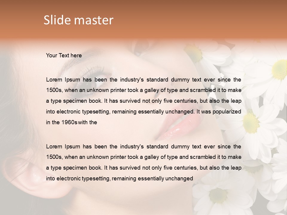 A Woman With Flowers In Her Hair Is Looking Up At The Sky PowerPoint Template