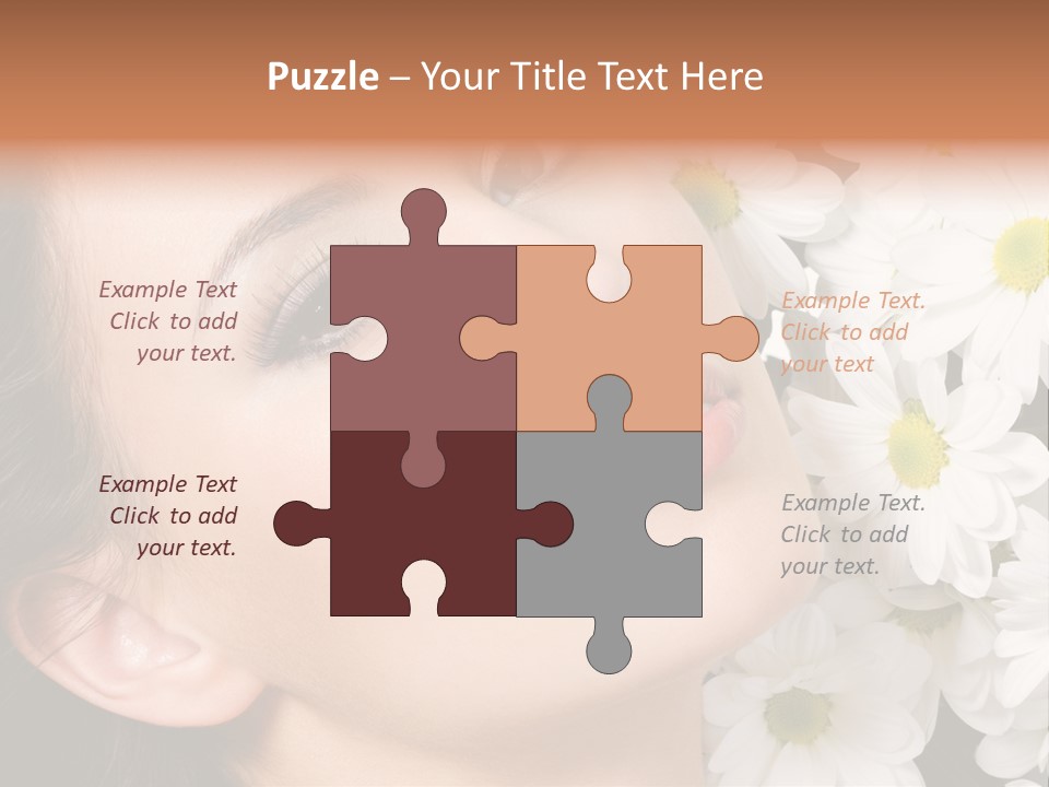 A Woman With Flowers In Her Hair Is Looking Up At The Sky PowerPoint Template