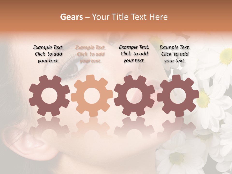 A Woman With Flowers In Her Hair Is Looking Up At The Sky PowerPoint Template