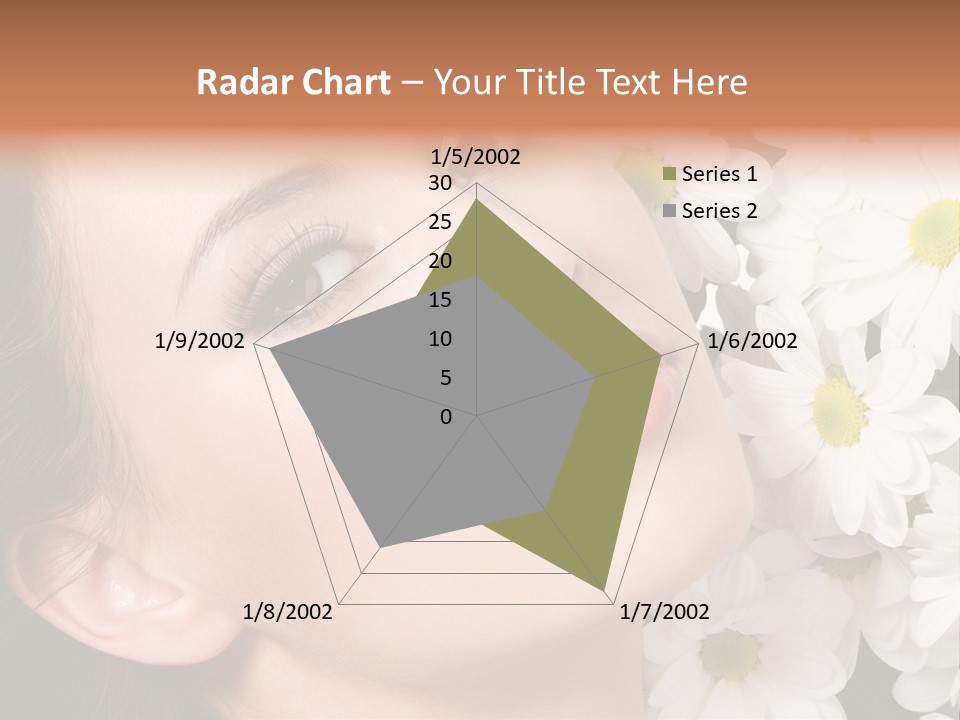 A Woman With Flowers In Her Hair Is Looking Up At The Sky PowerPoint Template