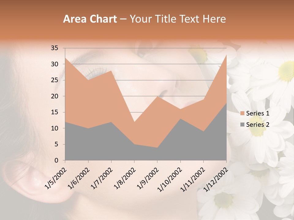 A Woman With Flowers In Her Hair Is Looking Up At The Sky PowerPoint Template