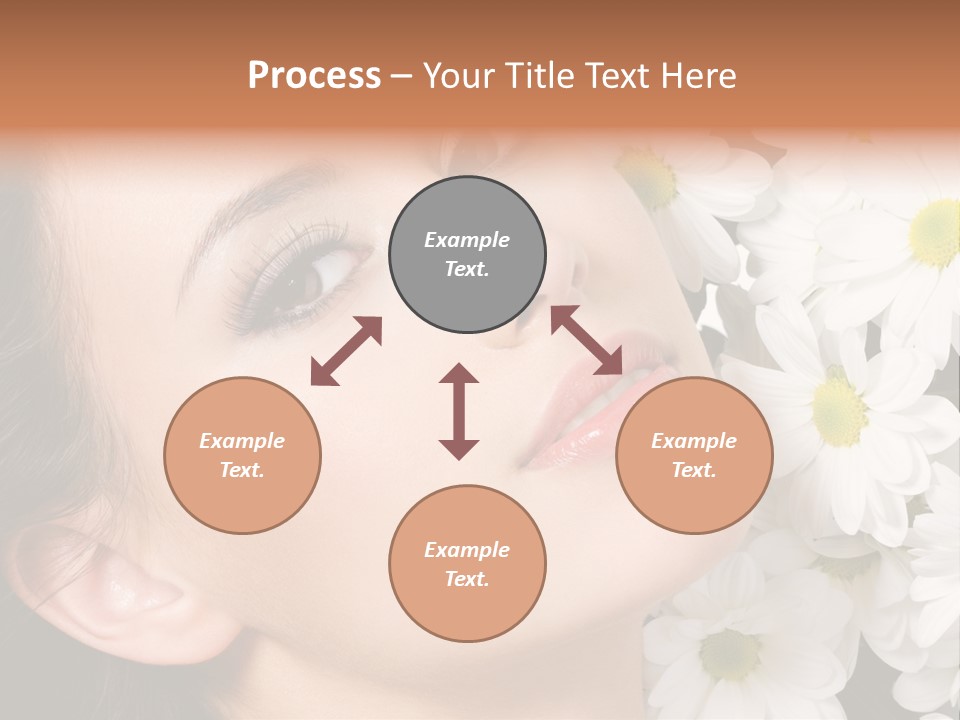 A Woman With Flowers In Her Hair Is Looking Up At The Sky PowerPoint Template