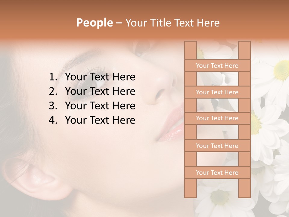 A Woman With Flowers In Her Hair Is Looking Up At The Sky PowerPoint Template