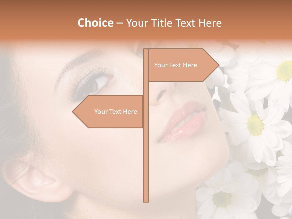 A Woman With Flowers In Her Hair Is Looking Up At The Sky PowerPoint Template