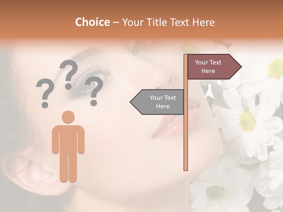 A Woman With Flowers In Her Hair Is Looking Up At The Sky PowerPoint Template