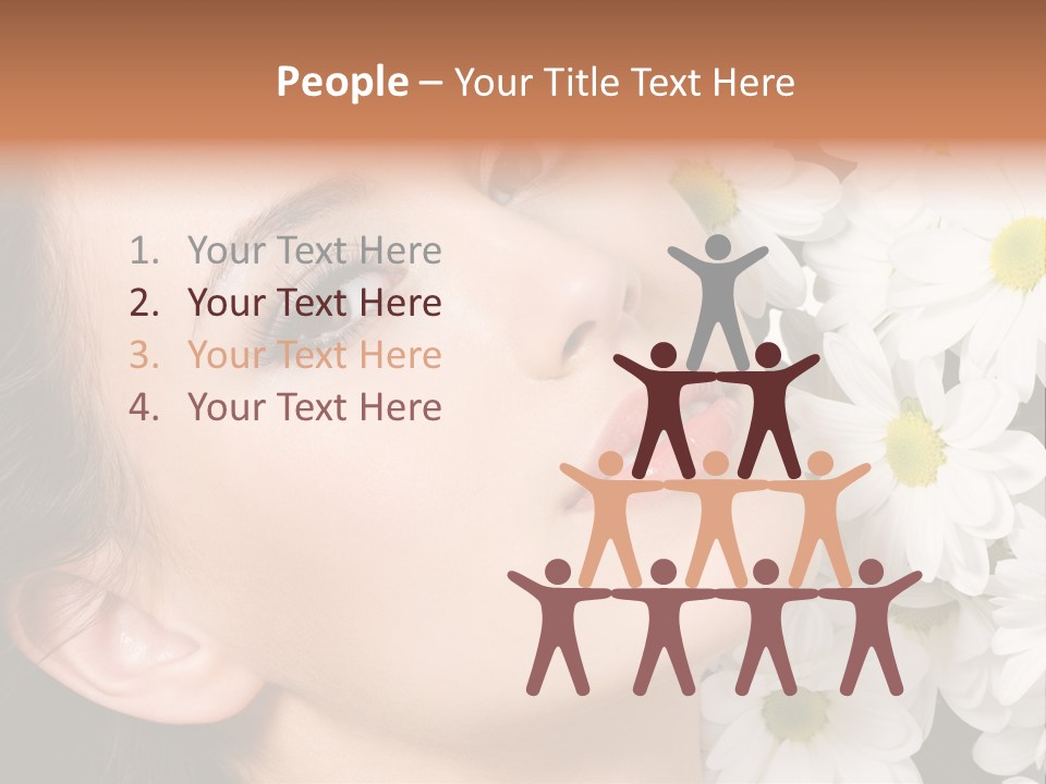 A Woman With Flowers In Her Hair Is Looking Up At The Sky PowerPoint Template