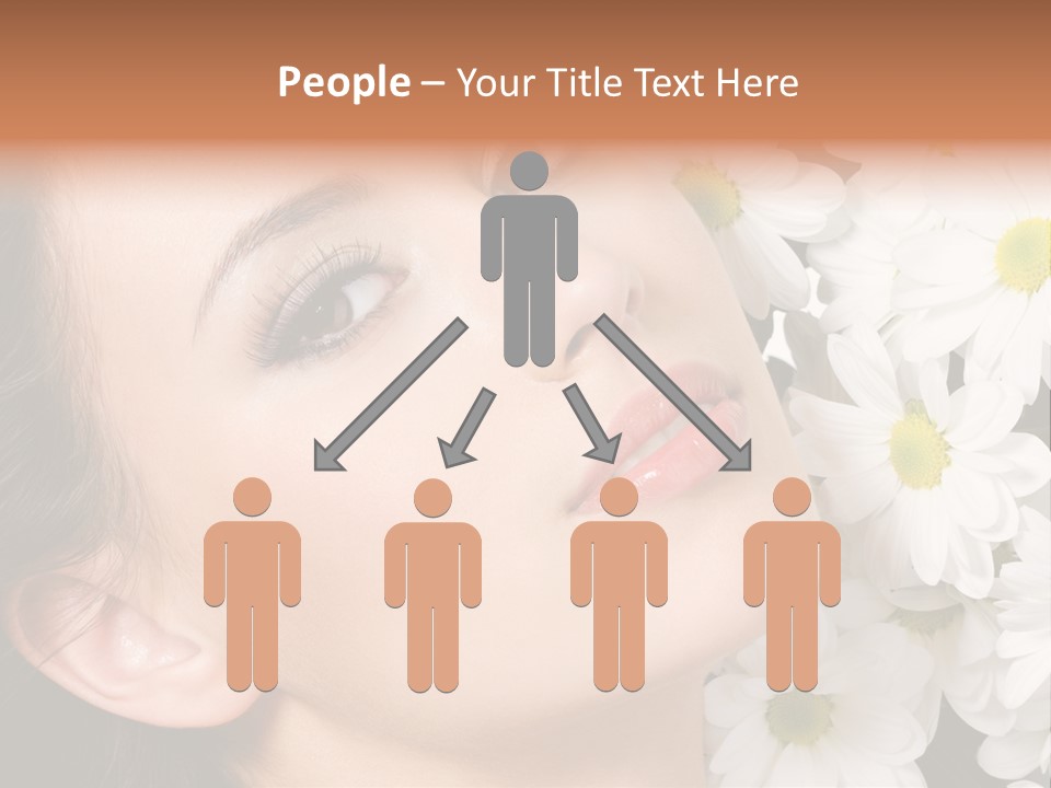 A Woman With Flowers In Her Hair Is Looking Up At The Sky PowerPoint Template