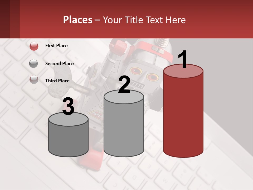 A Robot Keychain Sitting On Top Of A Keyboard PowerPoint Template