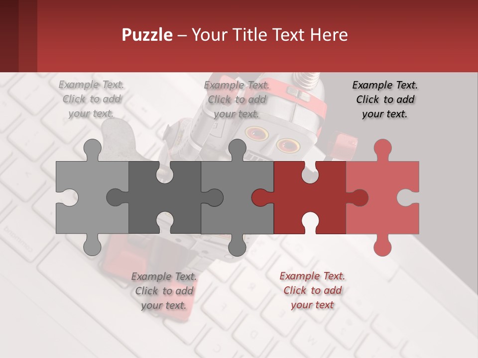 A Robot Keychain Sitting On Top Of A Keyboard PowerPoint Template