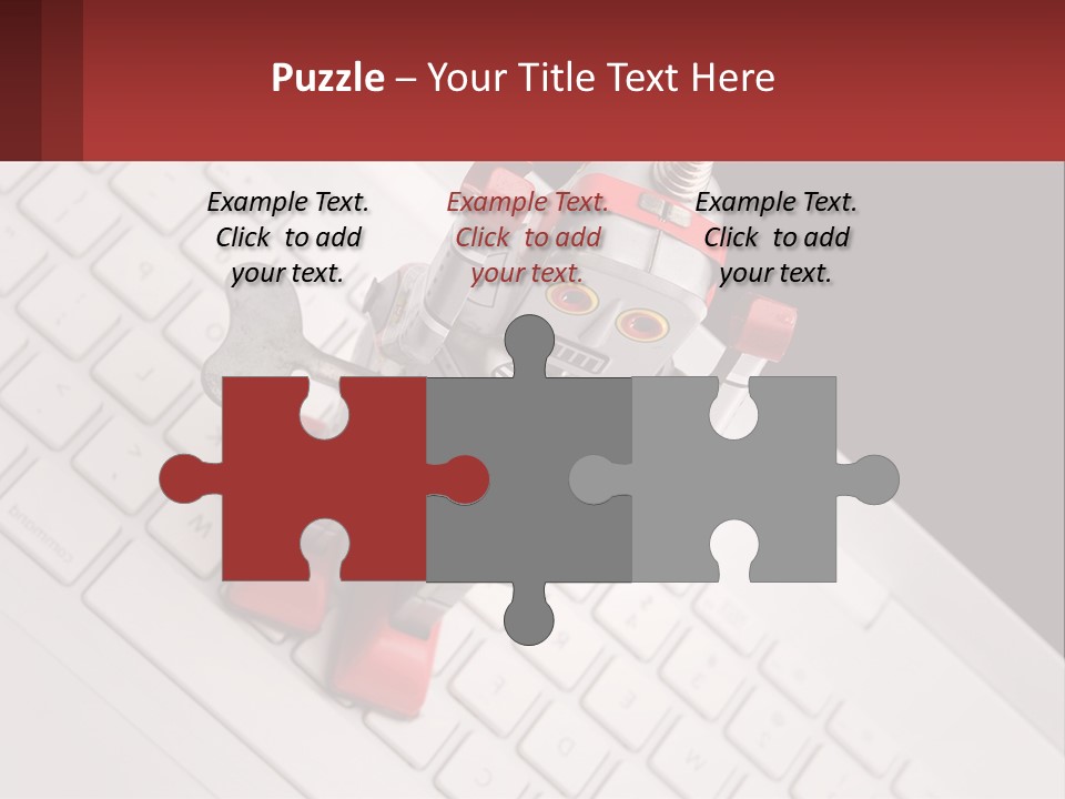 A Robot Keychain Sitting On Top Of A Keyboard PowerPoint Template