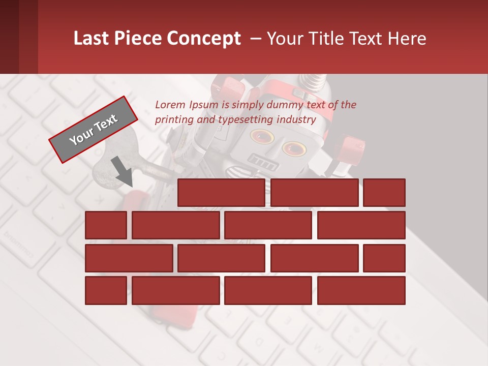 A Robot Keychain Sitting On Top Of A Keyboard PowerPoint Template