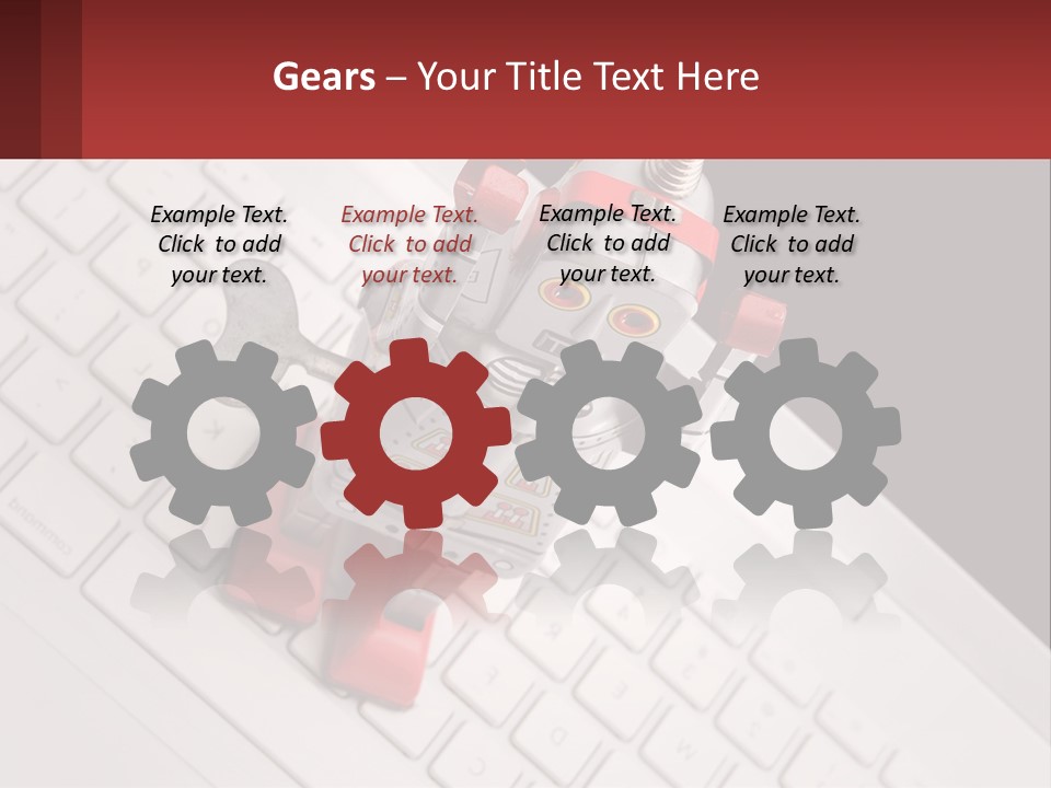 A Robot Keychain Sitting On Top Of A Keyboard PowerPoint Template